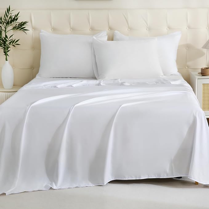ZPECC Queen Flat Sheet Only 4 Pack, Durable White Top Bed Sheets Hypoallergenic - Image 7