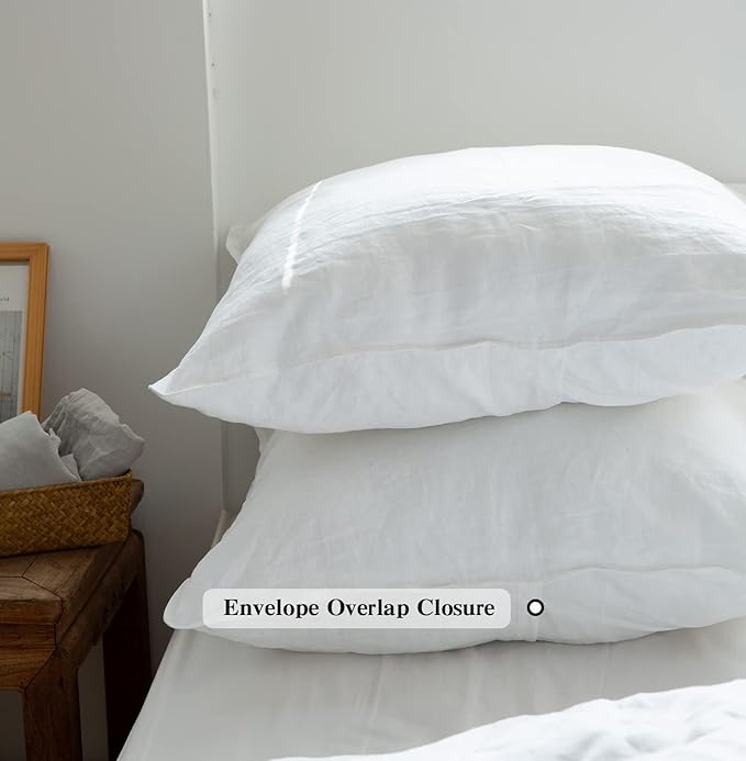 Simple&Opulence 100% Washed Linen Euro Shams 26'' x 26'' Pack of 2, Basic Style - Image 4