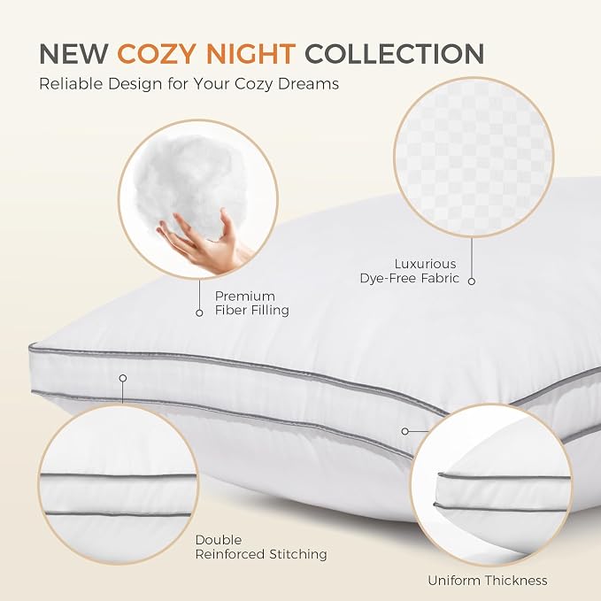 SweetNight Bed Pillows Queen Size Set of 2, Fluffy Luxury Hotel Pillows - Image 4