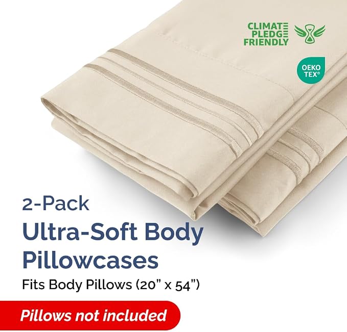 Body Pillowcases Set of 2-20x54 Long Body Pillow Case - Image 2