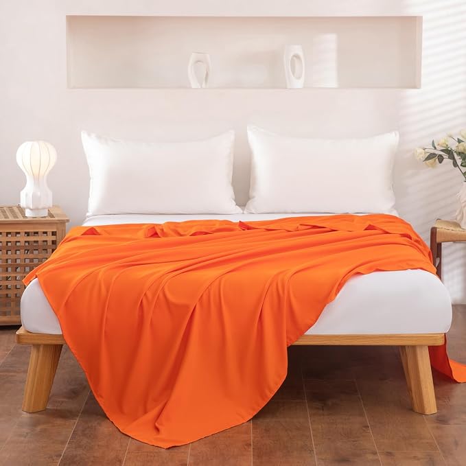 Full Flat Sheet Only， 80x96Inch Orange - Image 2