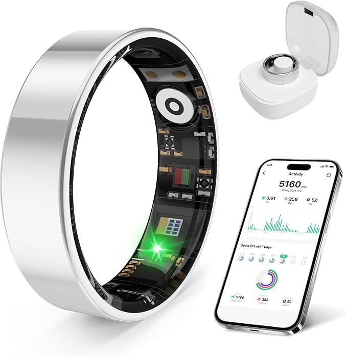 Smart Health Ring, Featuring Stress and Sleep Monitoring Functions, Compatible by Unknown
