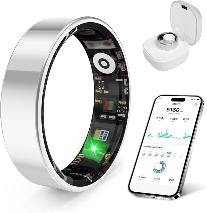 Smart Health Ring, Featuring Stress and Sleep Monitoring Functions, Compatible by Unknown