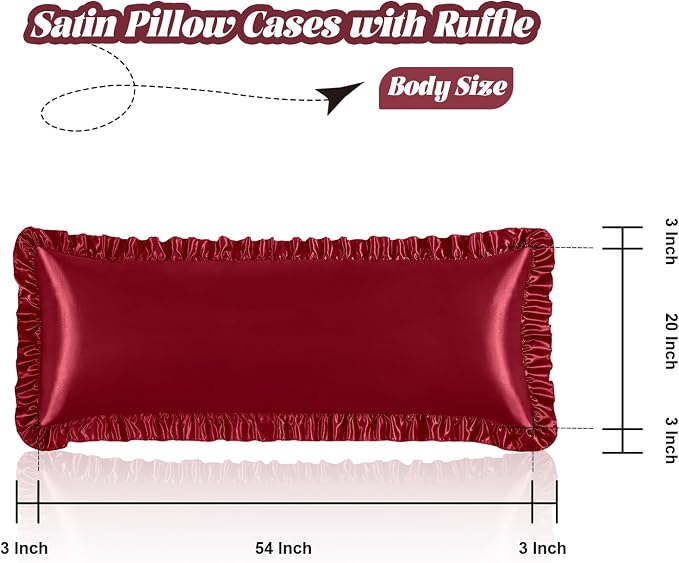 Homiest Ruffle Satin Body Pillow Cover, Silky Satin Body Pillowcase - Image 3