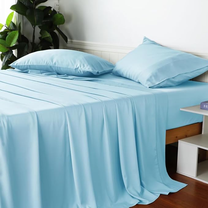 Bamboo Viscose Flat Sheets Only, 400 Thread Count Sateen Weave TwinXL Size Flat - Image 5
