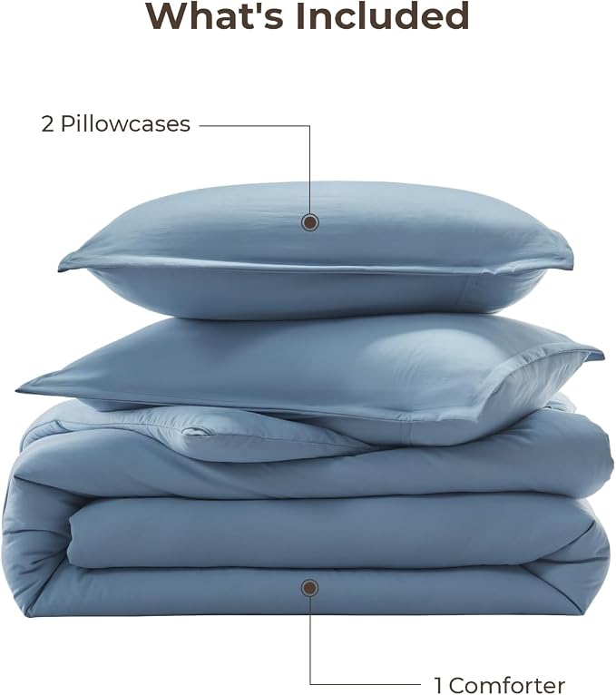 Litanika Oversized King Comforter Set Grayish Blue Super King Size, 3 Pieces - Image 7