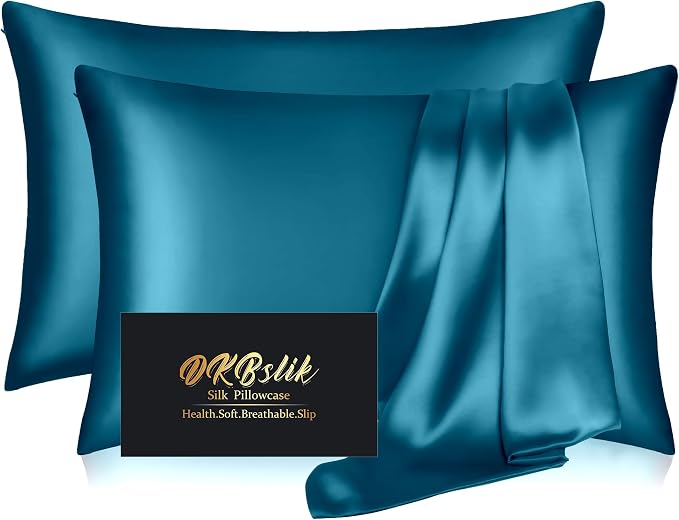 Silk Pillowcase 2 Pack, Mulberry Silk Pillow Cases Queen Size Set of 2 by HOME