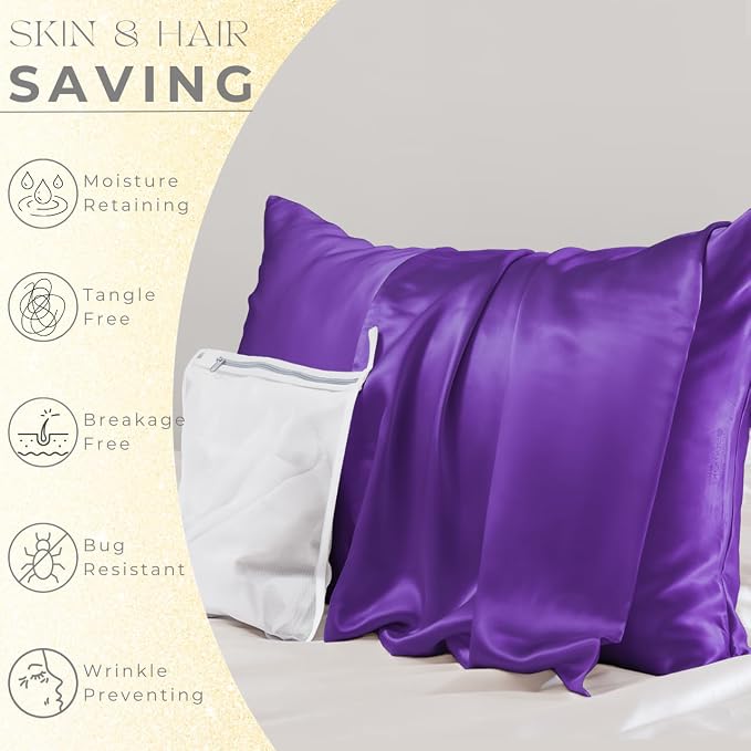 PROMEED Upgraded Grade 6A+ Purple Silk Pillowcase - Image 3