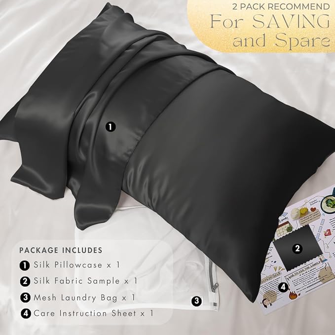 PROMEED Upgraded Grade 6A+ Black Silk Pillowcase - Image 6