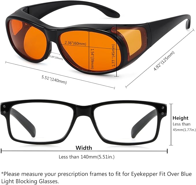 Eyekepper 100% Blue Light Reduction, Fitover Anti-Blue Blocking Computer Glasses - Image 4