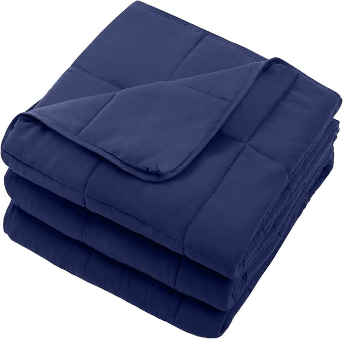 Navy Blue Weighted Blanket for Adults 15lbs, Queen Size Cooling Heavy Throw - Image 7