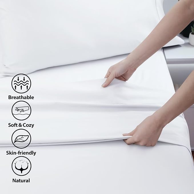 2-Pack Cotton TwinXL Flat Sheet Only, 600 Thread Count 100% Egyptian Cotton Top - Image 3