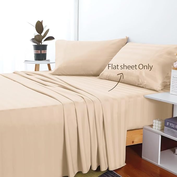 2-Pack Cotton TwinXL Flat Sheet Only, 600 Thread Count 100% Egyptian Cotton Top - Image 2