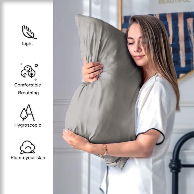 Silk Pillow Cases 2 Pack Soft Breathable and Sliky King Size Pillow Cases Set - Image 3