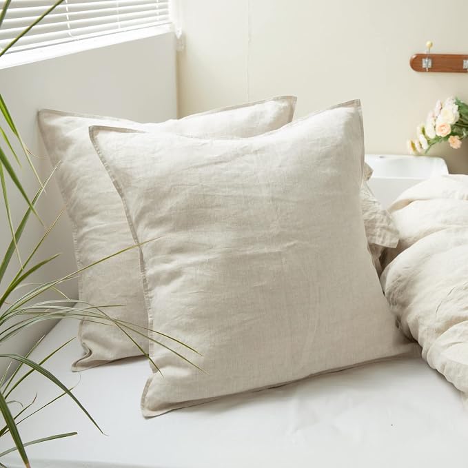 Simple&Opulence 100% Washed Linen Euro Shams 26'' x 26'' Pack of 2, Basic Style by SimpleOpulence