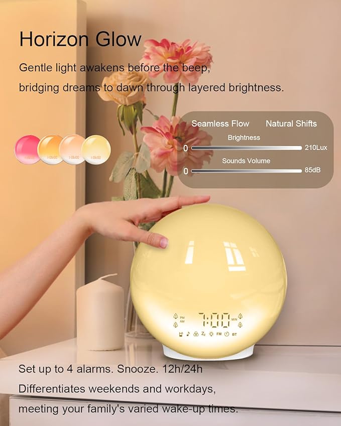 Smart Sunrise Alarm Clock with No Signup APP Control & Wake-Up Light, 4 Alarms - Image 4