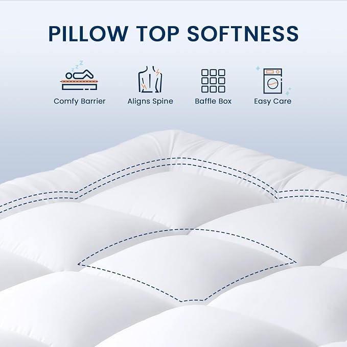 YUGYVOB Full Size Mattress Pad Extra Thick, and Breathable Mattress Topper - Image 2