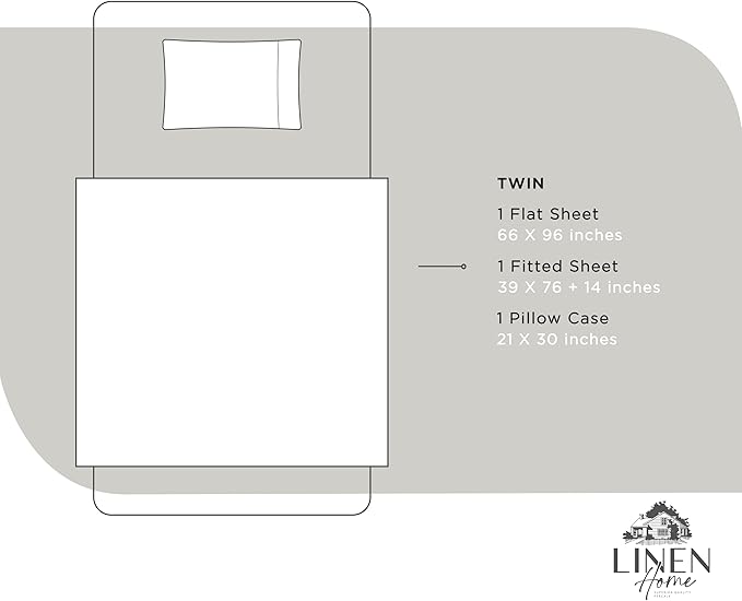 Linen Home 100% Cotton Percale Sheets Twin Size, Deep Pocket, 3 Pieces Set - Image 6