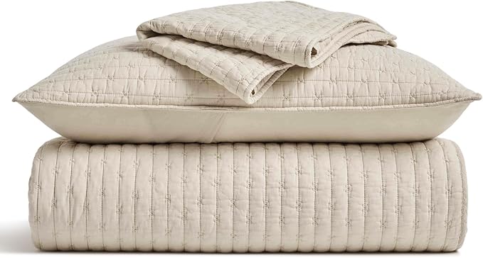 EVERGRACE Cross Stitch Pre-Washed Cotton Quilt Bedding Set Queen Size, - Image 9