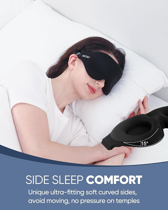 MZOO Luxury Sleep Eye Mask for Side Sleeper Men Women, Zero Eye Pressure 3D - Image 3