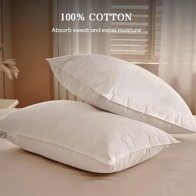 BHZ King Size Pillows Feather Down Set of 2 Hotel My King Pillows Bed Goose - Image 4