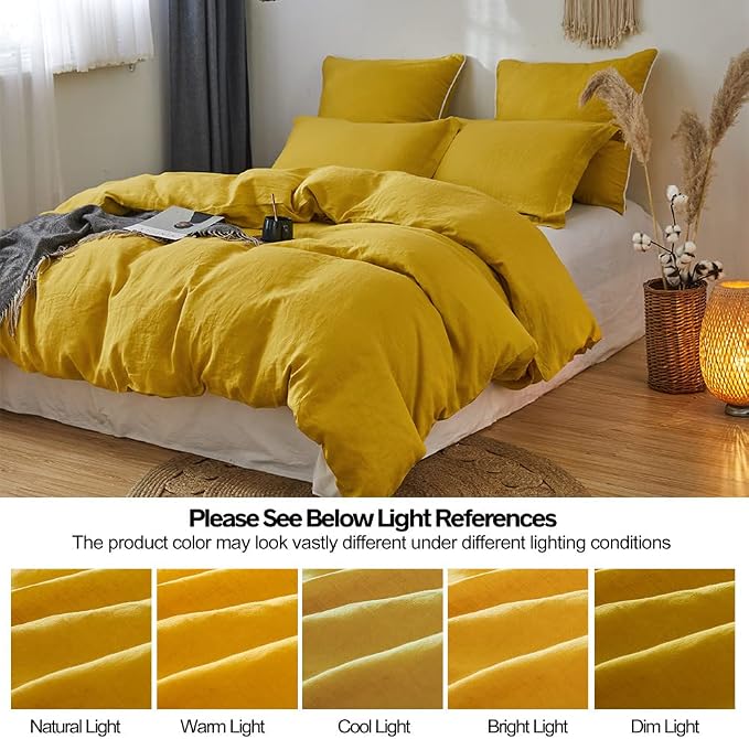 Simple&Opulence 100% Linen Duvet Cover Set 3pcs Basic Style Natural French - Image 6
