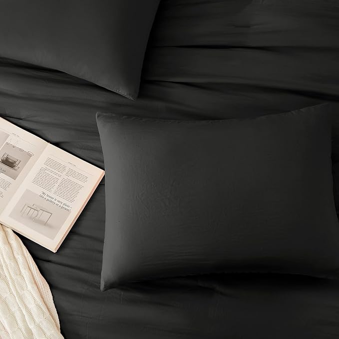 WRENSONGE Comforter Full Size, 3 Piece Black Soft Full Comforter Sets- Warm - Image 4