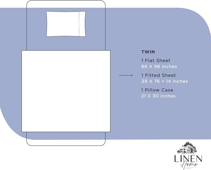 Linen Home 100% Cotton Percale Twin Sheets 3-Piece Set, Soft Breathable & - Image 6