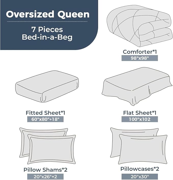 HEVUMYI Oversized Queen Comforter Set Light Grey - Image 8