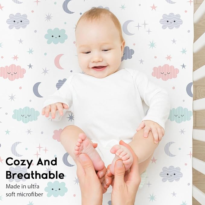 Yoofoss Baby Crib Sheets for Boys Girls, Fitted Crib Sheet 2 Pack for Standard - Image 4