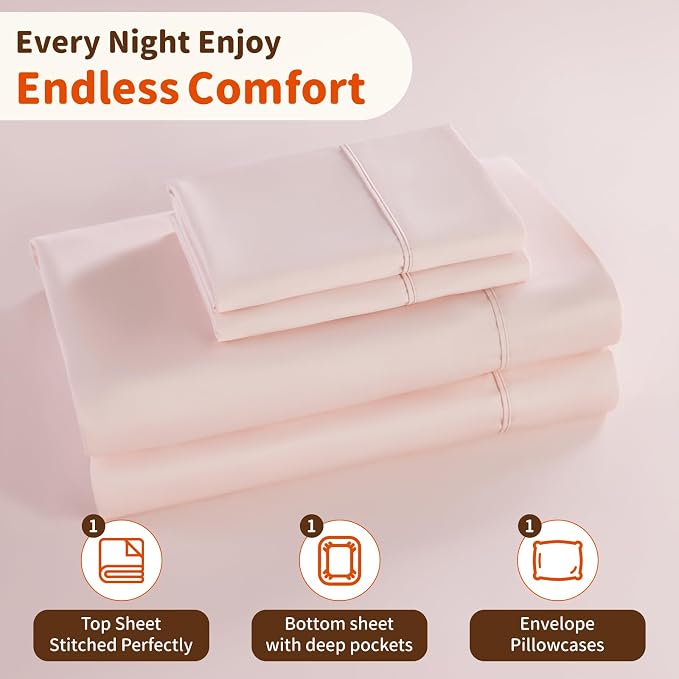 LBRO2M 1000 Thread Count 100% Egyptian Cotton Sheets Set Twin XL, 3 Piece Sets - Image 5
