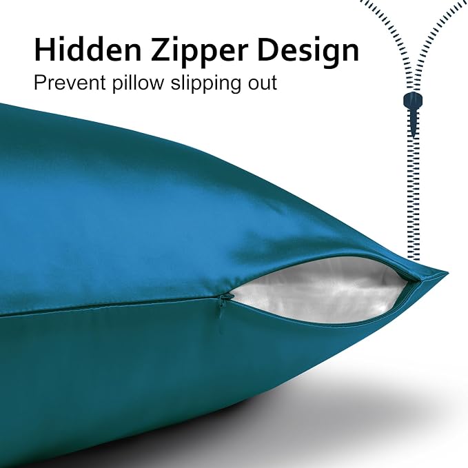 Ravmix Silk Pillow Cases with Zipper, 21momme Mulberry Silk Pillowcase - Image 6