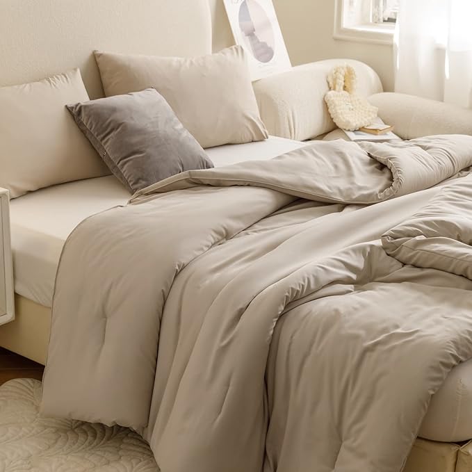 ROSGONIA California King Comforter Set Oatmeal, All Season Bedspread Blanket by ROSGONIA