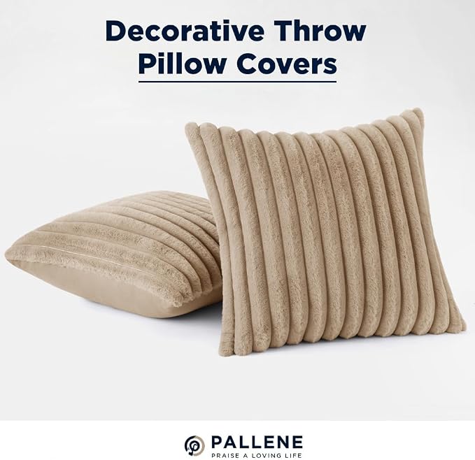 Pallene Faux Fur Plush Throw Pillow Covers 26x26 Set of 2, Luxury Soft Fluffy - Image 9