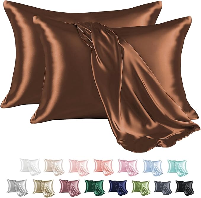 MR&HM Satin Pillowcase for Hair and Skin, Silk Satin Pillowcase 2 Pack by MRHM