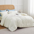CozyLux Queen Comforter Set Ivory, 3 Pieces Solid Comforters Queen Size by CozyLux