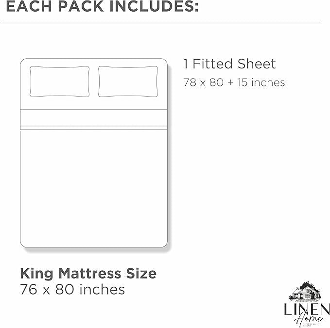 Linen Home 100% Cotton Percale Weave Fitted Sheet, King Size, Dark Blue - Image 6