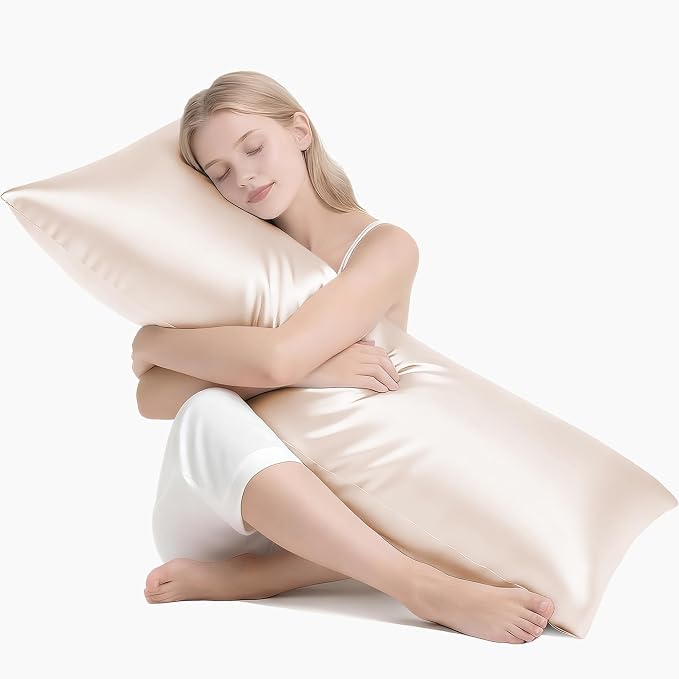 MR&HM Satin Body Pillow Cover, Soft and Breathable Body Pillow Case by MRHM