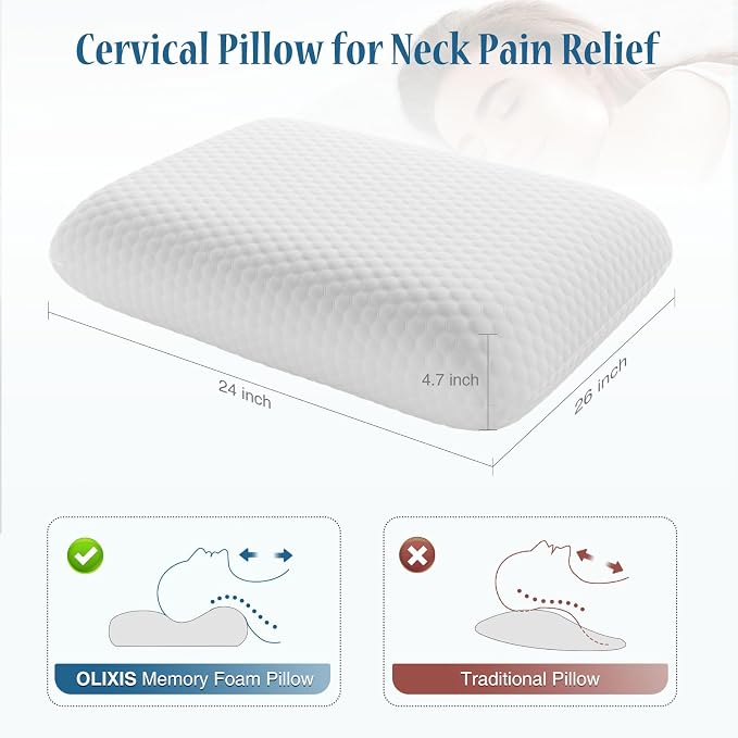 DUMOS Memory Foam Pillows for Sleeping 2 Pack, Bed Pillows for Adults - Image 2