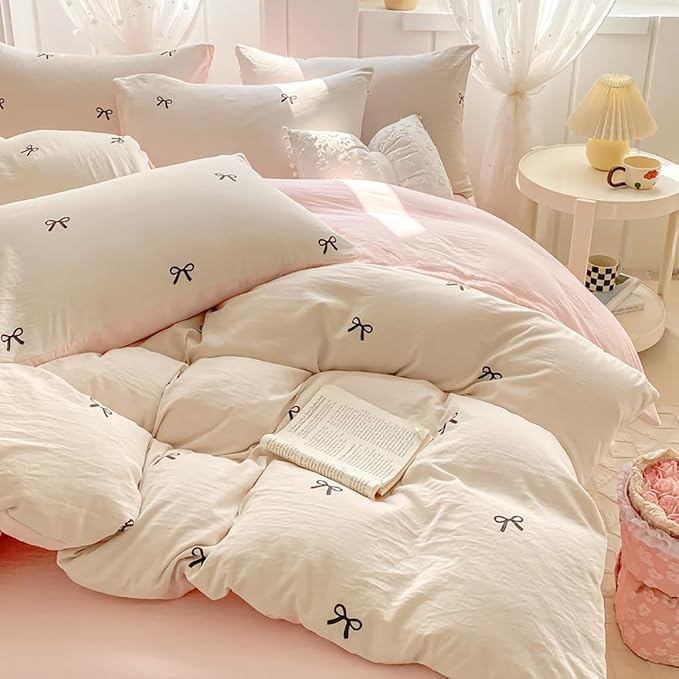 Nayoroom Bow Duvet Cover Queen Size Reversible Pink Coquette Duvet Cover 3 - Image 2