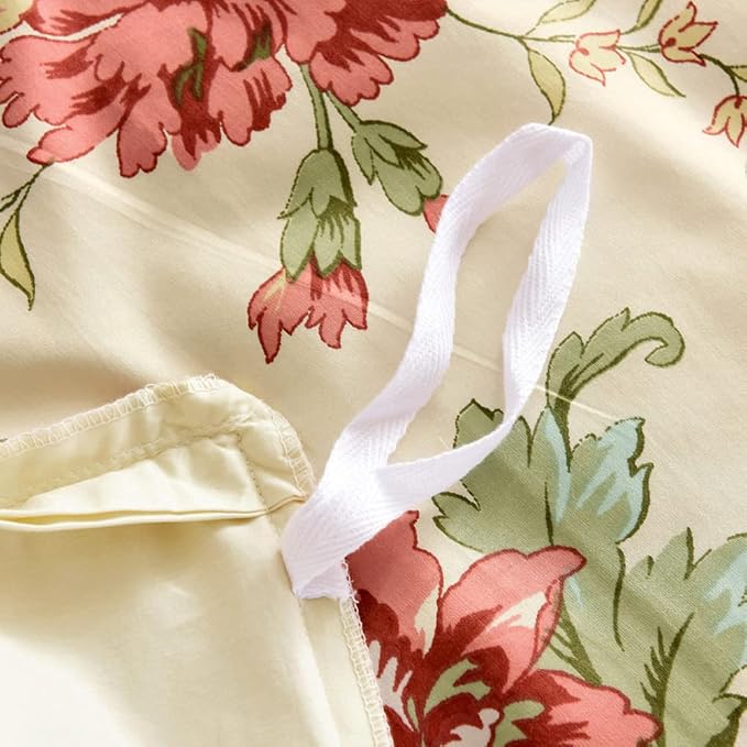 mixinni Red Floral Duvet Cover Queen Green Leaves Pattern Bedding Duvet Cover - Image 6