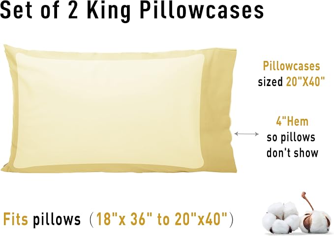 Sunflower King Pillowcases Set of 2, 100% Cotton King Size Pillow Cases 2 - Image 8