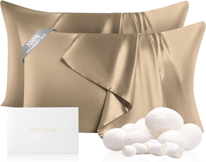 THXSILK Set of 2 100% Mulberry Silk Pillowcase by THXSILK