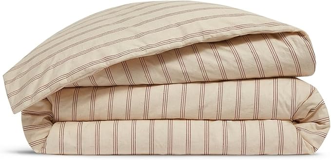 mixinni Striped Duvet Cover Set Twin XL, 3 Piece Cotton Linen Blend Bedding Set - Image 8