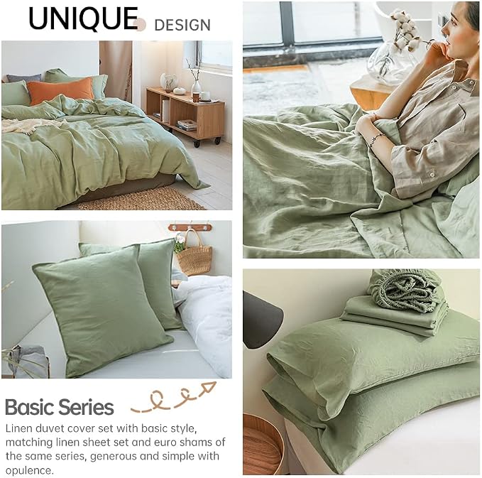 Simple&Opulence 100% Linen Duvet Cover Set 3pcs Basic Style Natural French - Image 5