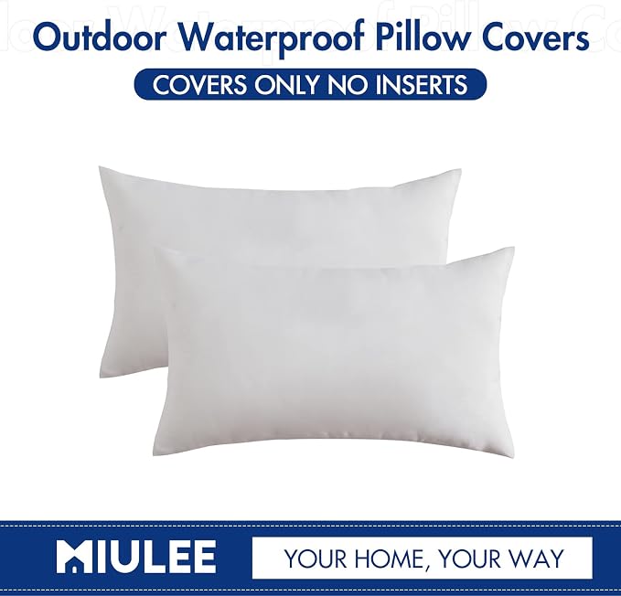 MIULEE Pack of 2 Decorative Outdoor Solid Waterproof Throw Pillow Covers Faux - Image 6