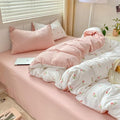 Nayoroom Pink Floral Duvet Cover Full Size Coquette Tulip Printed on White by Nayoroom