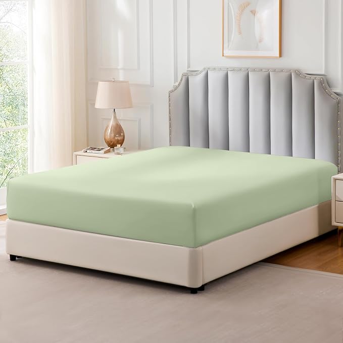 FreshCulture Pure Cotton Fitted Sheets Queen Size, 300 Thread Count Percale - Image 8