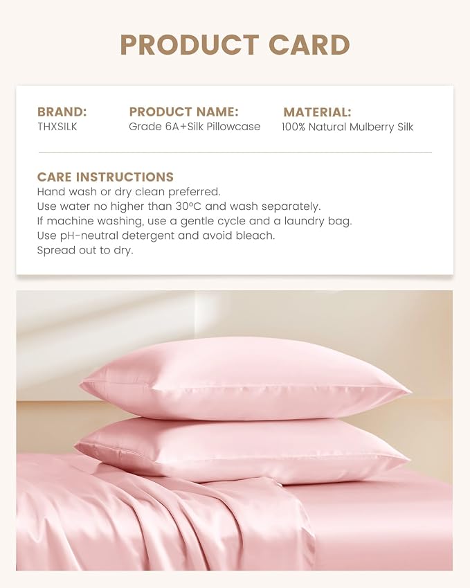 THXSILK Mulberry Silk Pillowcase Hypoallergenic Zipper Pillow Case - Image 8