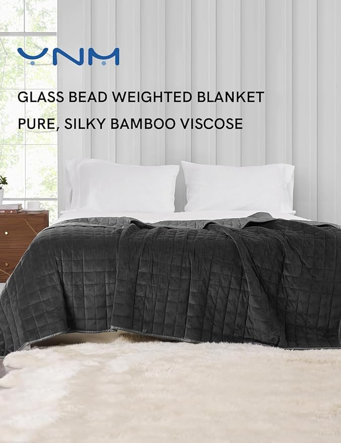 YnM Exclusive Weighted Blanket, Cooling Bamboo & Cozy Velvet Dual-Sided - Image 3